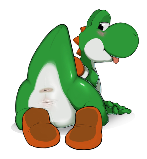 absurd_res ambiguous_gender animal_genitalia anthro anus black_eyes blep feet genital_slit genitals green_yoshi hi_res looking_back male_(lore) mario_bros narse nintendo presenting rear_view reptile scalie shoe_soles simple_background slit soles solo tongue tongue_out video_games white_background yoshi // 3190x3446 // 2.0MB