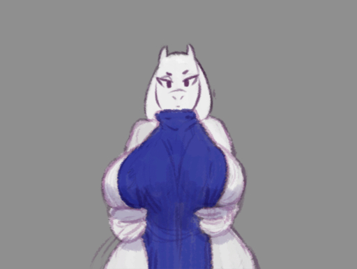 2018 2d_animation animated anthro areola big_breasts boss_monster bouncing_breasts bovid breasts caprine chelodoy clothed clothing female flashing frame_by_frame fur grey_background horn huge_breasts long_ears looking_at_viewer mammal nipples short_playtime simple_background solo standing toriel unamused video_games white_body white_fur // 600x454 // 440.7KB