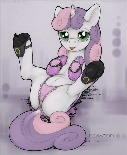 2011 clothed clothed_feral clothing cub ecmajor equid equine female feral footwear friendship_is_magic hasbro horn horse lingerie looking_at_viewer mammal my_little_pony panties presenting shoes simple_background solo sweetie_belle_(mlp) underwear unicorn young // 733x895 // 913.7KB