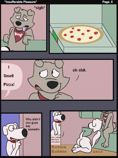3:4 anthro black_eyes black_nose brian_griffin butt canid canine canis caught collar comic cousins dialogue domestic_dog english_text food fur grey_body grey_fur group jasper_(family_guy) male malemale male_penetrated male_penetrating male_penetrating_male mammal new_brian oral penetration pizza rotten_robbie sigh text tongue tongue_out walk-in white_body white_fur // 600x800 // 613.0KB