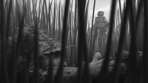 16:9 2020 ambiguous_gender anthro backpack clothed clothing felid feline fully_clothed fur grass greyscale group gun holding_gun holding_object holding_weapon ipoke lynx mammal monochrome outside plant ranged_weapon weapon widescreen // 1200x675 // 286.2KB