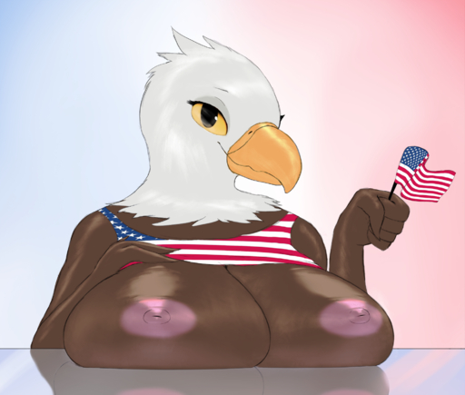2019 4th_of_july accipitrid accipitriform anthro areola avian bald_eagle beak big_breasts bird breast_rest breasts brown_body brown_feathers eagle feathers female flag glistening hand_on_breast hi_res looking_at_viewer multicolored_body multicolored_feathers nipples non-mammal_breasts pink_areola presenting sea_eagle smile solo squish stars_and_stripes thousandfoldfeathers united_states_of_america white_body white_feathers // 2000x1701 // 2.2MB