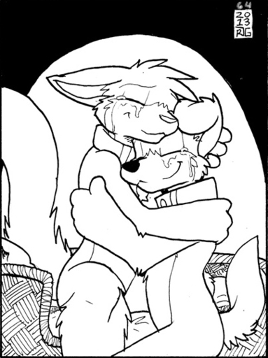 2013 anthro bed bodily_fluids canid canine collar duo embrace felid female furniture grape_jelly_(housepets!) happy hug male malefemale mammal monochrome peanut_butter_(housepets!) rick_griffin romantic romantic_couple signature simple_background smile tears webcomic webcomic_character // 404x540 // 99.3KB
