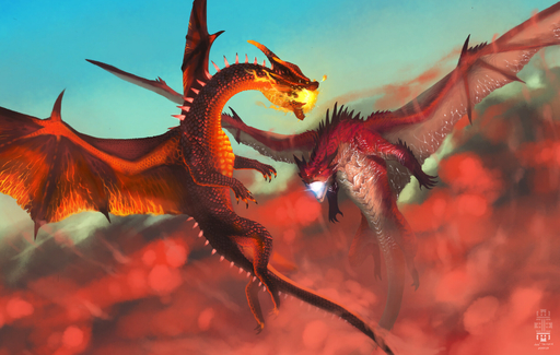 2019 ambiguous_gender capcom claws crimson_fatalis day detailed_background digitial dragon duo elder_dragon fatalis feral fire hi_res horn lone-scarab membrane_(anatomy) membranous_wings monster_hunter open_mouth outside red_body red_scales safi'jiiva scales scalie sky spines teeth tongue video_games western_dragon wings // 1920x1218 // 425.2KB