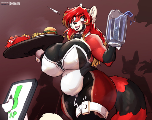 ailurid anthro big_breasts breasts cleavage clothed clothing female hi_res huge_breasts mammal red_panda sex_toy slightly_chubby solo the_dogsmith thick_thighs vibrator wide_hips // 2691x2121 // 2.5MB