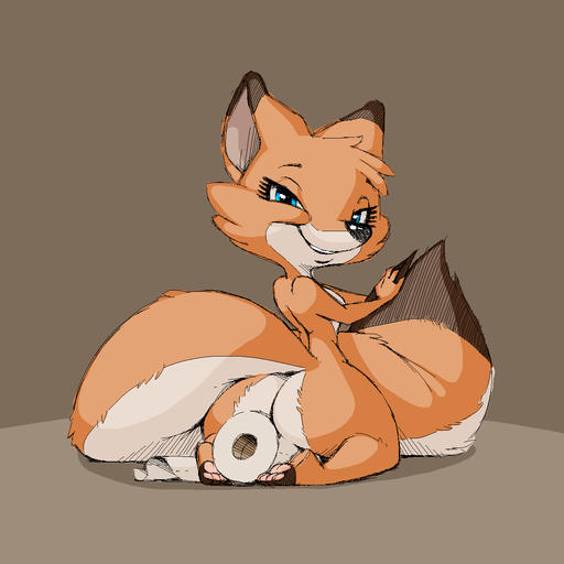 1:1 2014 anthro big_butt biped blue_eyes brown_background butt canid canine digital_media_(artwork) female fluffy fluffy_tail fox foxy_(foxy_asso) foxy_asso fur happy hi_res hindpaw kneeling looking_at_viewer looking_back mammal mascot nude paws rear_view simple_background smile solo thick_thighs toilet_paper wide_hips xylas // 1280x1280 // 64.0KB