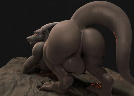 2022 3d_(artwork) 3d_animation animated anthro anus ass_up balls big_balls big_butt bouncing_balls butt claws digital_media_(artwork) digitigrade dragon fangs genitals glistening grey_body horn inviting jack-o'_pose looking_at_viewer looking_back loop male moreuselesssource muscular narrowed_eyes nude orange_eyes penis pose rear_view scalie shaking_butt short_playtime simple_background solo thick_thighs webm // 1008x720, 3.9s // 983.2KB