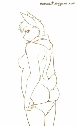anthro black_and_white bottomwear bottomwear_down breasts butt clothed clothing digital_drawing_(artwork) digital_media_(artwork) female lagomorph leporid line_art looking_at_viewer mammal meesh monochrome mooning pants pants_down partially_clothed rabbit scarf side_boob solo // 474x778 // 23.2KB