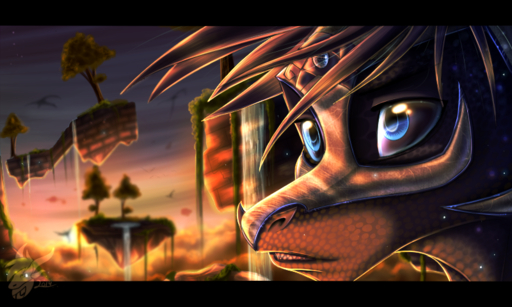 2014 5:3 blue_eyes detailed_background digital_media_(artwork) dragon feral outside scales skaydie solo sunset teeth // 800x480 // 503.4KB