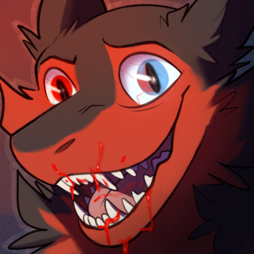1:1 ambiguous_gender arcturas_callahan blood bodily_fluids fangs harlem heterochromia low_res mind_(disambiguation) open_mouth sergal solo // 500x500 // 255.2KB