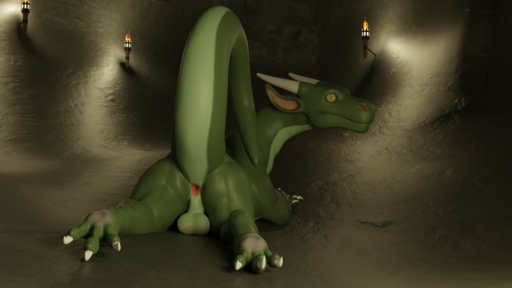16:9 3d_(artwork) 4k absurd_res anus balls butt cave curled_tail digital_media_(artwork) enfrair feral genitals hi_res looking_at_viewer lying male on_front paws presenting presenting_anus roxaszy98 solo torch widescreen // 3840x2160 // 10.0MB
