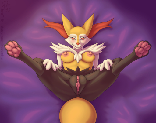 2021 4_toes absurd_res anthro bed black_body black_fur braixen breasts digital_media_(artwork) feet female fur furniture genitals hi_res hindpaw lying multicolored_body multicolored_fur nintendo nipples nude on_back pawpads paws pokemon pokemon_(species) presenting presenting_pussy pussy red_body red_fur sacrificabominat signature solo spread_legs spreading text toes url video_games white_body white_fur yellow_body yellow_fur // 3144x2484 // 3.1MB