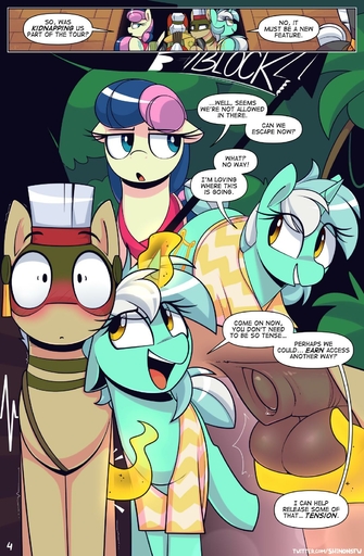 animal_genitalia animal_penis ball_fondling balls blue_eyes blue_hair blush bonbon_(mlp) clothing comic cutie_mark daring_do_(mlp) dialogue english_text equid equine equine_penis eyelashes female feral fondling fully_sheathed fur genitals green_body green_fur green_horn grey_body grey_eyes grey_fur group hair hi_res horn horse looking_at_another lyra_heartstrings_(mlp) magic male mammal markings melee_weapon motion_lines multicolored_hair open_mouth penis pink_hair polearm pony raised_leg red_body red_fur rope shaking sheath shinodage shivering smile sound_effects spear speech_bubble text two_tone_hair unicorn url weapon white_hair yellow_body yellow_eyes yellow_fur // 1080x1649 // 255.4KB