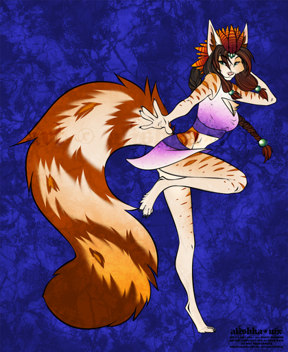 2019 4_toes 5_fingers alishka anthro breasts canid canine clothed clothing digital_media_(artwork) eyebrows eyelashes feet female fingers green_eyes hi_res mammal pink_nose smile solicia solo standing toes // 1051x1280 // 1.6MB