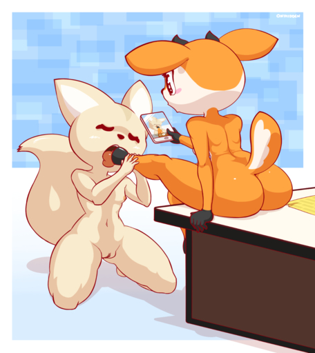 2019 5_fingers aggressive_retsuko antelope anthro anthro_on_anthro big_butt bovid breasts butt canid canine duo feet female femalefemale fennec fenneko fingers foot_fetish foot_lick foot_play fox gazelle genitals hi_res hooves licking mammal navel nipples nude onihidden pussy recording sanrio tongue tongue_out tsunoda vulpes // 1210x1360 // 342.8KB