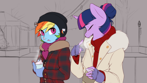 16:9 2018 5_fingers absurd_res anthro clothed clothing detailed_background digital_media_(artwork) duo equid equine fingers friendship_is_magic hair hasbro hi_res horn horse mammal multicolored_hair my_little_pony pudgeruffian purple_eyes rainbow_dash_(mlp) rainbow_hair standing twilight_sparkle_(mlp) unicorn widescreen // 4000x2250 // 4.3MB