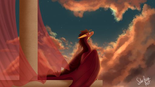 16:9 2019 detailed_background digital_media_(artwork) dragon female feral hi_res horn membrane_(anatomy) membranous_wings outside scalie sitting sky solarroseart solo star starry_sky western_dragon wings // 1600x900 // 1.4MB