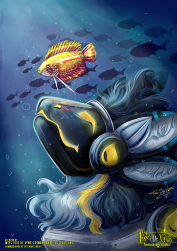 ambiguous_gender anthro bubble duo_focus face_focus fish fluffy food fruit glowing group honeydew_melon machine marine melon plant protogen reflection screen screen_face sea swimming toxi_de_vyne_(artist) underwater water // 700x990 // 1013.8KB