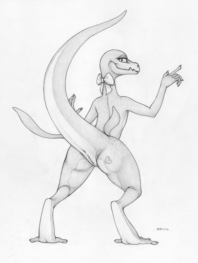 2016 <3 anthro anus butt ecmajor english_text female genitals graphite_(artwork) hi_res lizard looking_at_viewer looking_back luna_(hyperfreak666) monochrome nintendo nude pencil_(artwork) pokemon pokemon_(species) pussy raised_tail rear_view reptile ribbons salazzle scalie signature sketch smile solo text traditional_media_(artwork) video_games // 1091x1446 // 1.1MB