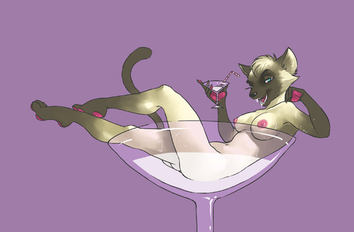 alcohol anthro beverage breasts cocktail domestic_cat felid feline felis female furlana hi_res looking_at_viewer mammal nipples nude open_mouth siamese smile solo // 2879x1890 // 607.3KB