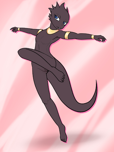 2019 anthro dancing dep female hi_res jewelry kobold lizard looking_at_viewer nude reptile scalie simple_background solo // 1560x2083 // 1.0MB