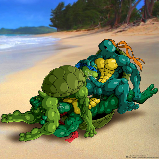 1:1 2010 anal anal_fingering anal_penetration anthro anthro_on_anthro backsack balls beach erection fellatio fingering geminisaint genitals green_balls green_body green_penis group group_sex leg_grab leonardo_(tmnt) lying male malemale male_penetrated male_penetrating male_penetrating_male michelangelo_(tmnt) nude on_back open_mouth oral penetration penile penis photo_background plant raphael_(tmnt) reptile sand scalie seaside sex sex_on_the_beach spread_legs spreading text threesome tree trio turtle url vein water // 1170x1170 // 302.6KB