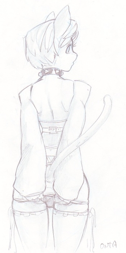 animal_humanoid butt cat_humanoid clothed clothing collar covering covering_self crossdressing domestic_cat doxy felid felid_humanoid feline feline_humanoid felis fur girly hair humanoid legwear looking_back male mammal mammal_humanoid short_hair solo source_request stockings traditional_media_(artwork) unavailable_at_source wide_hips // 349x700 // 47.2KB