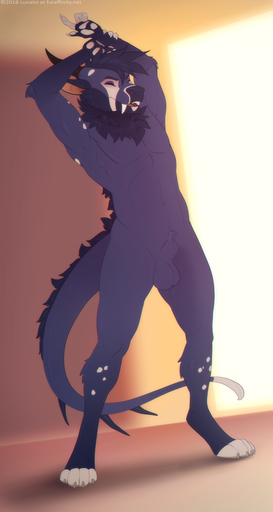 4_toes 5_fingers anthro biped digital_media_(artwork) digitigrade feet fingers hybrid looking_at_viewer lunalei male solo standing toes // 533x1000 // 297KB