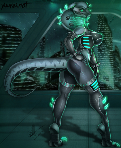 anthro big_breasts black_body black_scales breasts butt claws cobra densantra_(deathhydra) detailed_background female furgonomics furry-specific_piercing hand_on_hip hi_res nipple_outline non-mammal_breasts piercing reptile scales scalie sharp_claws snake snake_hood snake_hood_piercing solo toe_claws window yuureikun // 1067x1300 // 1.3MB