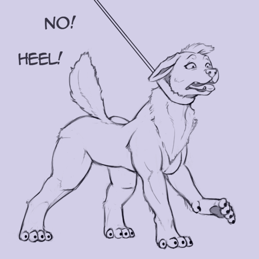 1:1 canid canine canis collar dialogue domestic_dog female feral hi_res leash lord_magicpants mammal monochrome nude open_mouth pawpads solo tongue transformation wide_eyed // 2000x2000 // 262.4KB