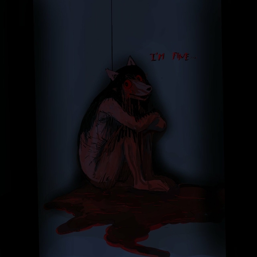 1:1 2020 anthro blood blood_tears bodily_fluids canid canine canis carol_(hladilnik) domestic_dog english_text female gore hi_res hladilnik mammal red_sclera scary solo spirit tears text // 1280x1280 // 56.1KB