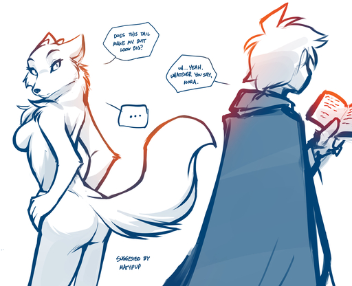 2019 alternate_species anthro anthrofied arctic_fox book breasts butt canid canine cape chest_tuft cloak clothed clothing conditional_dnp dialogue digital_media_(artwork) duo english_text faceless_character faceless_male featureless_breasts female fox fur hands_on_hips hi_res holding_object horn human keidran lady_nora looking_back male mammal monochrome nude reading side_boob simple_background sketch speech_bubble text tom_fischbach trace_legacy tuft twokinds vulpes webcomic webcomic_character white_background white_body white_fur // 1575x1280 // 644.9KB