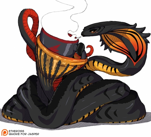 ambiguous_gender animal_genitalia bad_dragon beverage brimstone_(jasafarid) cloaca cloacal cloacal_penetration cup etheross feral food gaping gaping_cloaca genitals huge_penetration improvised_sex_toy penetration reptile scalie simple_background snake solo // 1280x1163 // 236.9KB