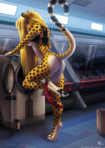 2015 amber_eyes anthro athletic athletic_anthro athletic_female barefoot biped blonde_hair bottomless breasts butt cheetah claws clothed clothing clothing_lift curled_tail detailed_background digitigrade facial_markings feet felid feline female fluff-kevlar fur hair head_markings hindpaw laundry long_hair looking_at_viewer looking_back mammal markings mass_effect mihari multicolored_body multicolored_fur one_leg_up orange_body orange_fur panties panties_down partially_clothed pawpads paws raised_leg raised_tail shirt shirt_lift side_boob solo space spots spotted_body spotted_fur star tank_top tear_(marking) text toe_claws topwear under_boob underwear underwear_around_one_leg underwear_down undressing url video_games white_body white_fur window yellow_body yellow_fur // 767x1080 // 354.6KB