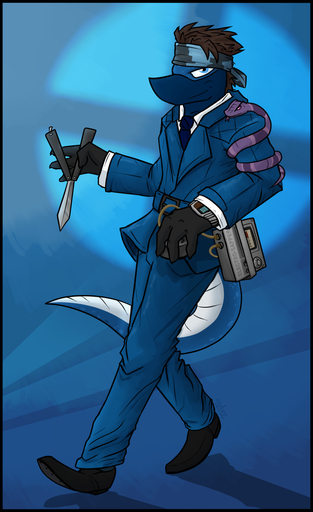 anthro bandanna black_border border captainzepto clothing cosplay costume dragon duo feral footwear kerchief knife looking_at_viewer male navarchus_zepto pose reptile scalie serpentine shoes snake spy_(team_fortress_2) team_fortress_2 valve video_games // 686x1123 // 495.5KB