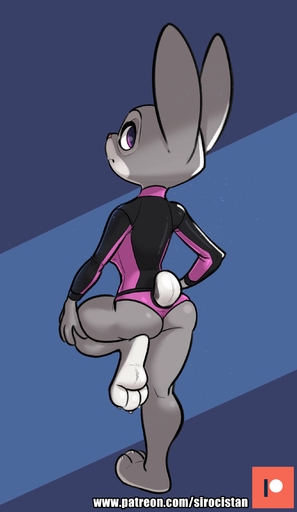 3_toes absurd_res anthro barefoot butt butt_pose claws countershade_feet countershading feet female hi_res judy_hopps lagomorph leporid looking_back mammal plantigrade pose rabbit raised_leg rear_view simple_background siroc soles solo surfer text toes url // 1652x2848 // 203.5KB