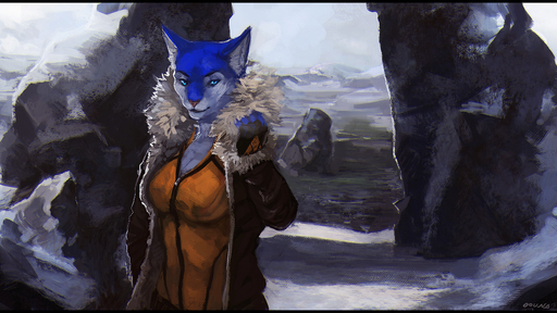 2015 anthro blue_body blue_eyes blue_fur breasts clothed clothing conditional_dnp countershade_face countershading detailed_background digital_media_(artwork) digital_painting_(artwork) domestic_cat felid feline felis female fingerless_gloves front_view fur gloves half-length_portrait handwear jacket looking_at_viewer mammal multicolored_body multicolored_fur oouna outside portrait rock signature snow solo standing syria_(tid) topwear two_tone_body two_tone_fur white_body white_fur // 1500x844 // 1.1MB