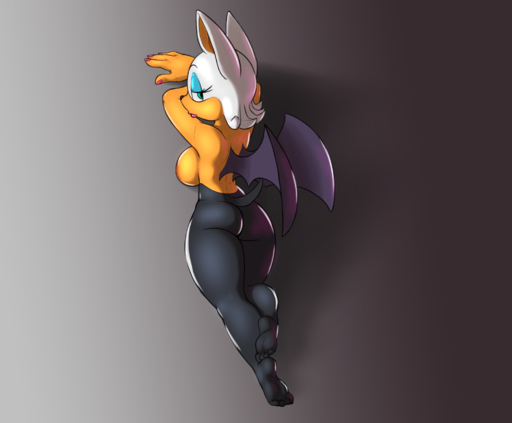 2016 absurd_res anthro bat_wings blue_eyes butt chiropteran female hi_res lipstick makeup mammal membrane_(anatomy) membranous_wings rouge_the_bat rubber siroc solo wings // 3028x2504 // 2.7MB