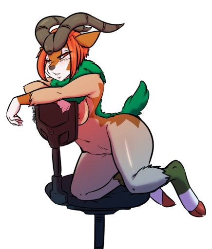 anthro avante92 bovid breasts caprine chair female fur furniture goat gogoat hi_res hooves horn mammal nude pokemon_(species) pokemorph simple_background solo source_request video_games white_background // 1280x1506 // 549.4KB