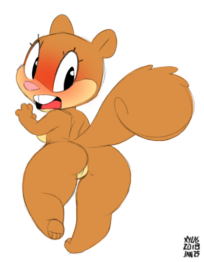 anthro biped breasts brown_body brown_fur buckteeth butt female fur genitals looking_back mammal nickelodeon nude open_mouth pussy rodent sandy_cheeks sciurid simple_background solo spongebob_squarepants teeth tree_squirrel white_background xylas // 700x900 // 158.6KB