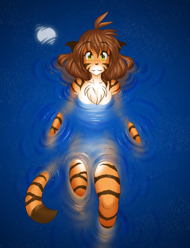 anthro brown_hair casual_nudity chest_tuft conditional_dnp felid female flora_(twokinds) fur hair keidran looking_at_viewer mammal multicolored_body multicolored_fur night nude orange_body orange_fur pantherine sky smile solo star starry_sky striped_body striped_fur stripes tiger tom_fischbach tuft twokinds water webcomic webcomic_character white_body white_fur // 765x1000 // 300.0KB
