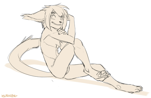 andromorph anthro basitin biped casual_nudity chest_tuft digitigrade ears_down feet fur genitals grin intersex keith_keiser nude paws pivoted_ears pussy shy simple_background sitting sketch smile solo tuft webcomic webcomic_character white_background zummeng // 1272x825 // 252.8KB