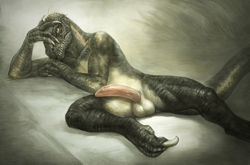 anthro balls claws dinosaur dromaeosaurid erection feathered_dinosaur feathers foreskin genitals green_body green_scales hi_res humanoid_genitalia humanoid_penis indoraptor klongi looking_at_viewer lying male non-mammal_balls orange_eyes partially_retracted_foreskin penis presenting reptile scales scalie simple_background sitting_up solo spreading tan_body tan_scales teeth theropod // 2640x1749 // 594.3KB