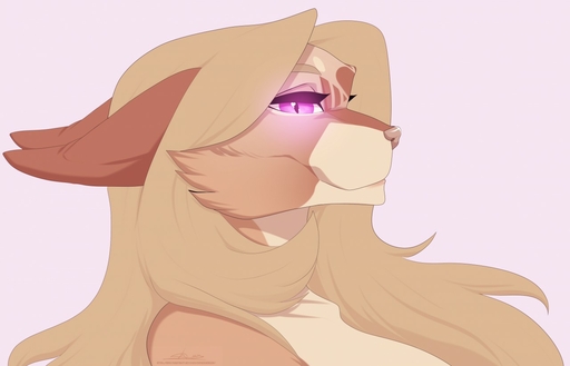 anthro blonde_hair brown_body brown_fur catherinemeow domestic_cat felid feline felis female fur hair mammal multicolored_body multicolored_fur purple_eyes simple_background smile solo two_tone_body two_tone_fur // 1280x822 // 75KB