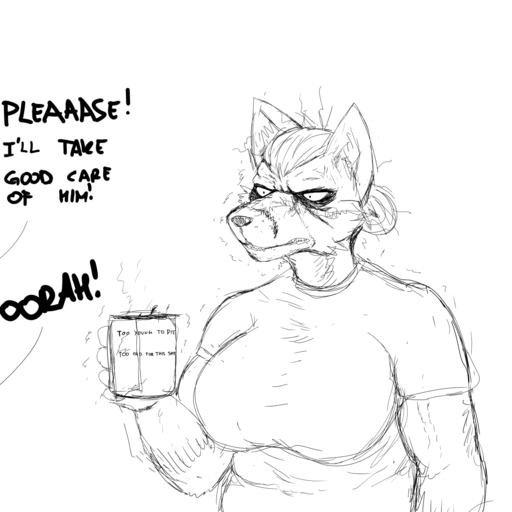 1:1 2019 angry anthro army beverage big_breasts breasts canid canine canis clothed clothed_breasts clothing cup dialogue domestic_dog english_text female fox fur hi_res hladilnik mammal military military_uniform monochrome oorah peggy_patterson shaking slightly_chubby solo text uniform // 1280x1280 // 315.9KB