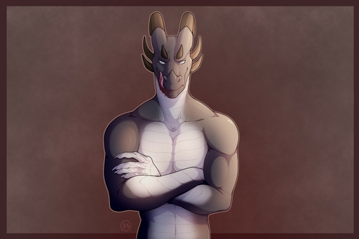 2018 5_fingers anthro askar blood blue_eyes bodily_fluids claws digital_media_(artwork) dragon fingers horn looking_at_viewer male nude reptile scales scalie smile solo tongue tres-art // 1280x853 // 99.8KB