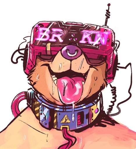 2019 ambiguous_fluids ambiguous_gender anthro bodily_fluids dramamine drooling facial_piercing hypnotic_clothing hypnotic_visor mammal mind_break mind_control nose_piercing nose_ring piercing saliva simple_background solo tongue tongue_out ursid visor white_background wire // 890x976 // 132.3KB