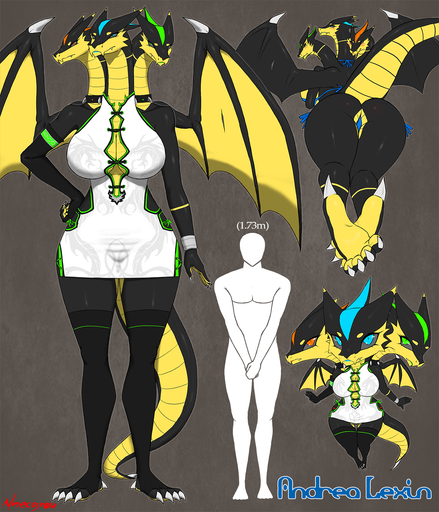 2016 3_heads 4_toes 5_fingers andrea_lexin anthro big_breasts big_feet bikini black_body black_skin blue_eyes blush breasts butt cerberus_conjoinment claws clothed clothing collar conjoined dragon dress eyelashes faceless_character faceless_male fangs feet female fingers green_eyes hand_on_hip hi_res human hydra legwear looking_at_viewer looking_back male mammal membrane_(anatomy) membranous_wings model_sheet multi_head nnecgrau raised_tail red_eyes scalie spikes standing stockings swimwear thick_thighs thigh_highs toe_claws toeless_legwear toeless_stockings toes wings yellow_body yellow_skin // 1354x1580 // 1.3MB