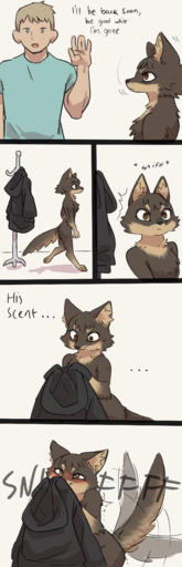 absurd_res anthro brown_body brown_eyes brown_fur canid canine canis chihuahua comic domestic_dog duo ear_tuft english_text female fur hi_res human male mammal multicolored_body multicolored_fur smelling sniffing tateoftot text toy_dog tuft // 1318x4096 // 2.2MB