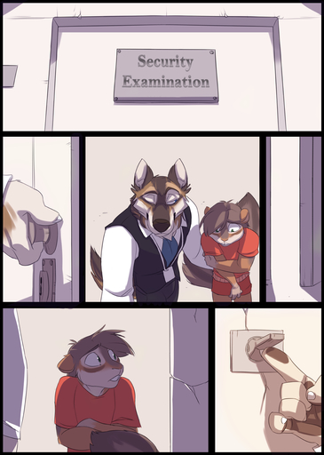 airport airport_security anthro canid canine canis clothed clothing comic door duo egger english_text felid hi_res male mammal rodent sciurid search security text tree_squirrel unprofessional_behavior wolf zummeng // 1000x1404 // 468.0KB